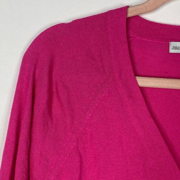 2/$30 ZARA V-Neck Crop Cardigan Small Fuchsia Button Front Long Sleeve #6096 - Picture 5 of 13